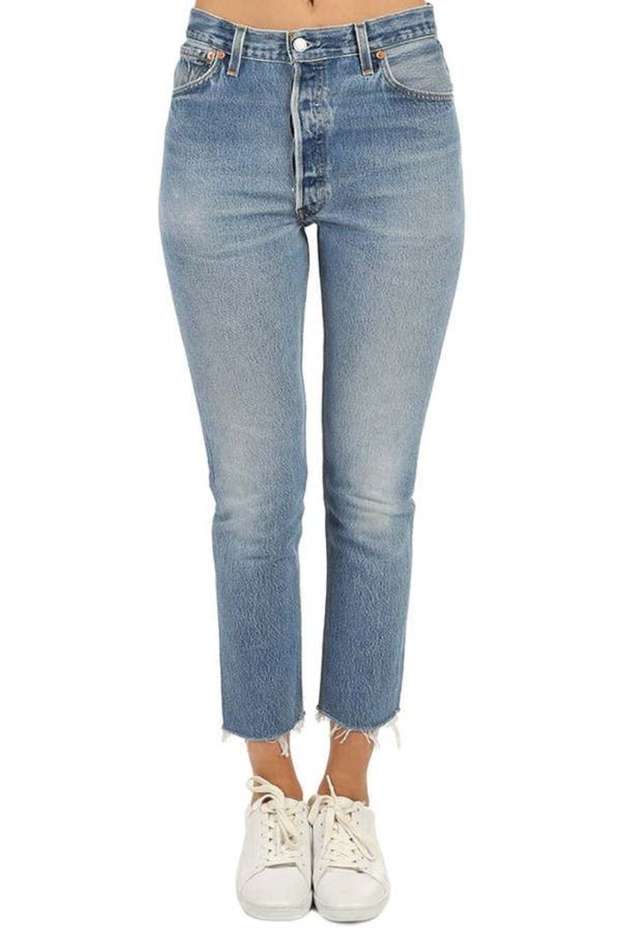 RE/DONE High Rise Ankle Crop Jeans Medium Stone Size 26